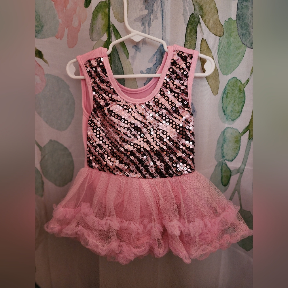 Pink Sequin Bodysuit Tutu Dance Suit Leotard 24 mo